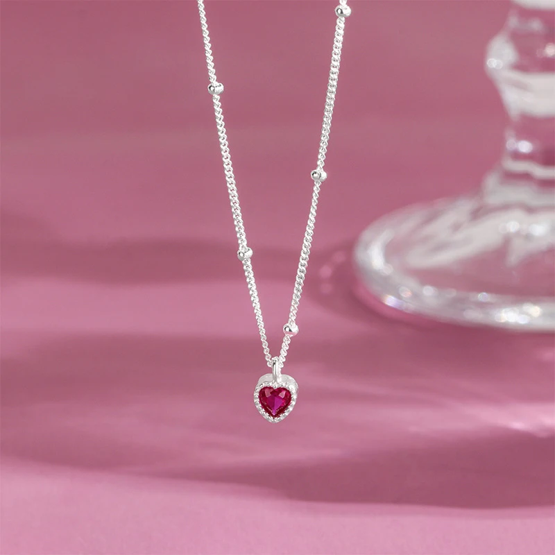 925 Sterling Silver Zircon Heart Interlocking Necklaces For Women Luxury Quality Jewelry Gift Female Free Shipping Items