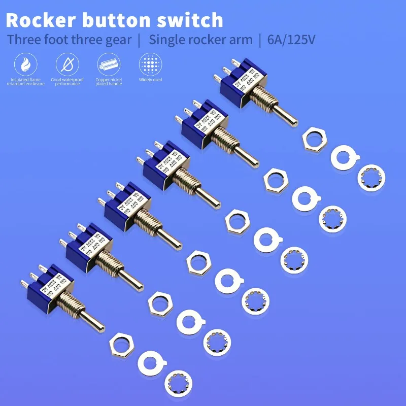 20 шт. мини-тумблер SPDT ВКЛ/ВЫКЛ/ВКЛ 3-контактный 3-позиционный микротумблер переменного тока 6А/125 В 3А/250 В с одним шарниром для Arduino MTS-10