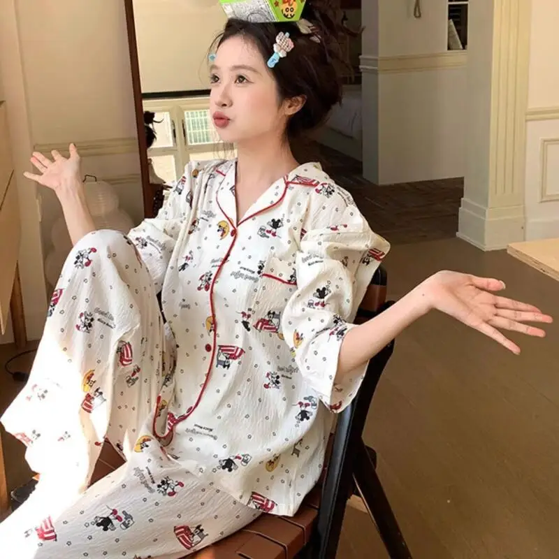 

Cute Mouse Cartoon Cute Pajama Sets Long Sleeved Autumn Sweet Women's Outerwear Pajamas Suits Nightwear Home Clothes