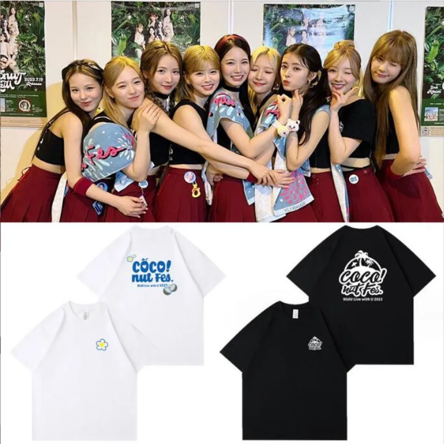 KPOP Niziu Live with U 2023 Tour Coco Nut Fes T Shirt Mako Riku Rima Rio Maya Miihi Mayuka Ayaka Nina Short Sleeve Graphic Tees