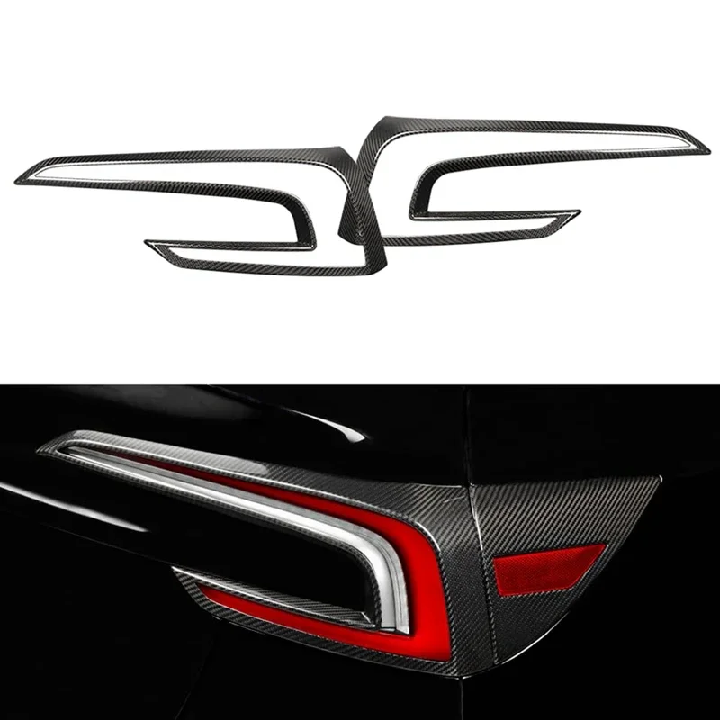 B-M Real Carbon Fiber For Tesla Model 3 Highland 2024 Car Tail Light Cover Rear Brake Light Guard Trim Exterior Accessories