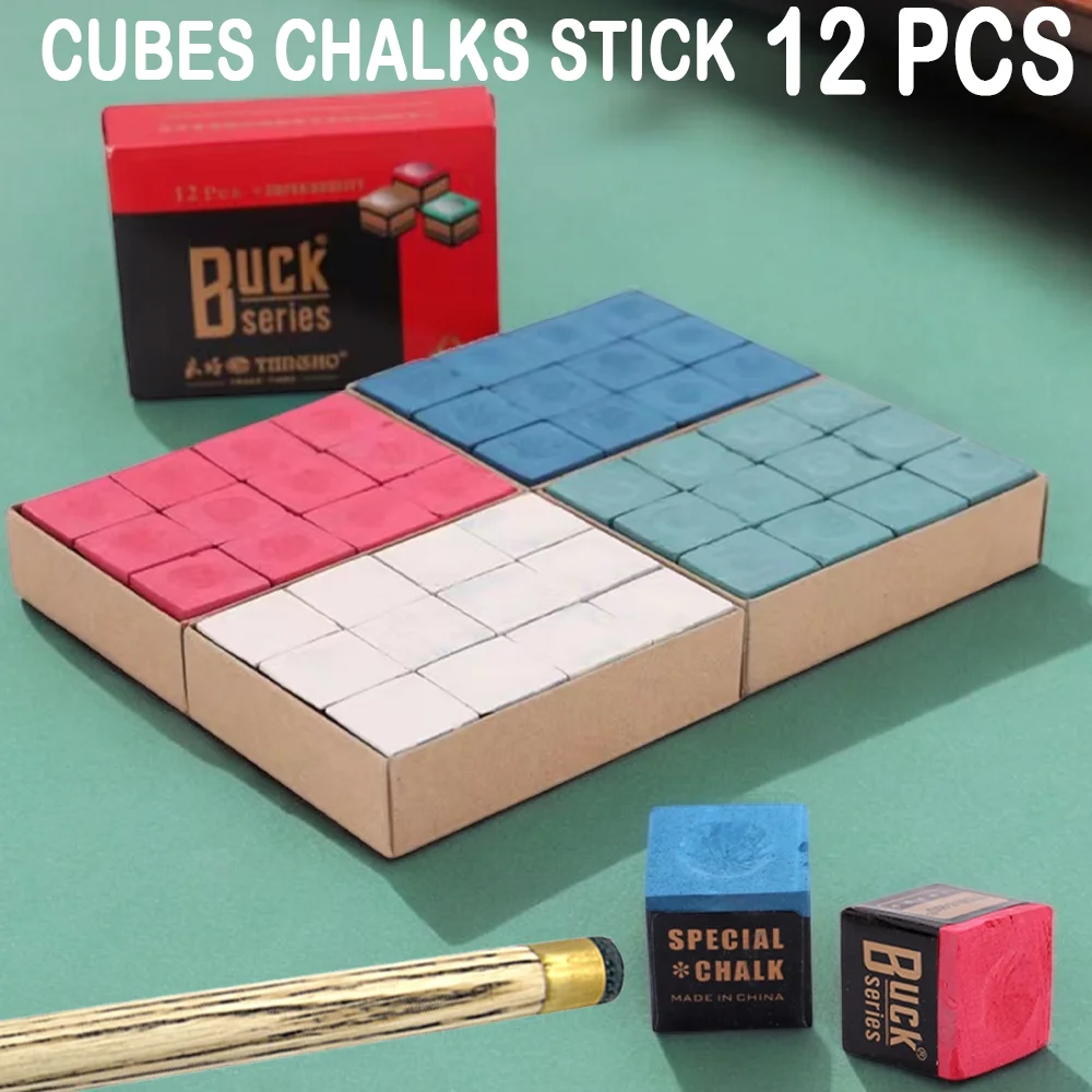 

12Pcs 4colors Oil Billiard Chalk Increase Friction Pool Cue Tip Snooker Billiard Accessories Poor Cue Tip Friction Powder