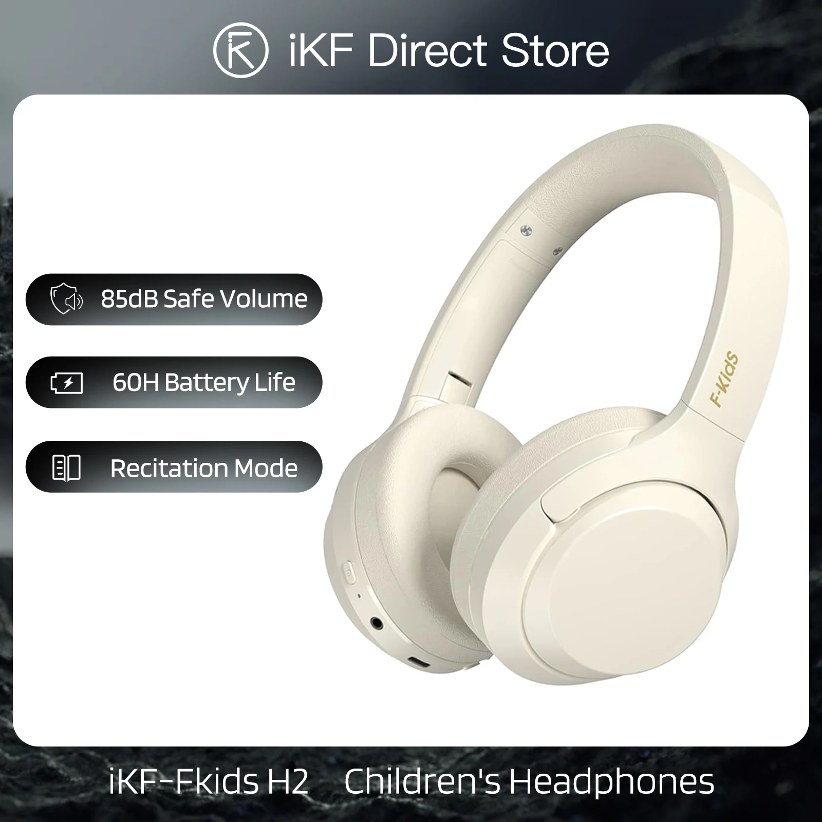 

iKF Fkids H2 Kids Over Ear Read Aloud Learning Bluetooth Headphones Volume Limit 85dB Foldable Noise Protection Headset