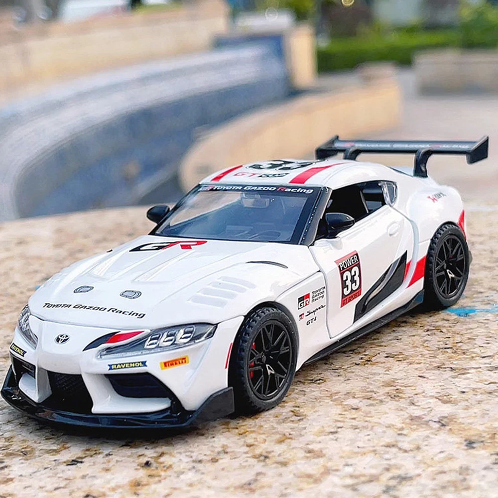 1:32 SUPRA GT4 GR86 Model Supercar Toys Alloy Diecast Sound Light Doors Opened Pull Back Exquisite Body for Kids Holiday Gifts