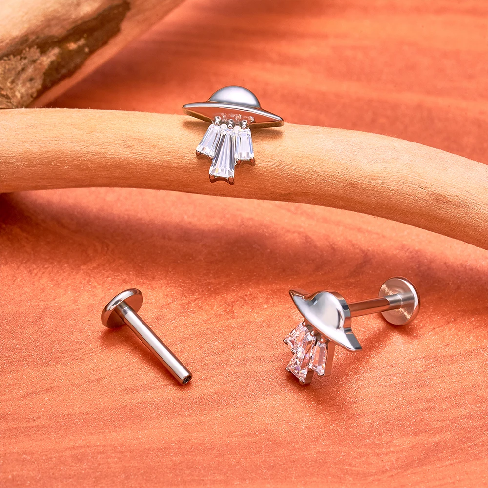 ASTM F136 Titanium 16G Flat Halloween Ghost Scissors Stud Earring Back Cartilage Helix Labret Lip Medusa Piercing Jewelry