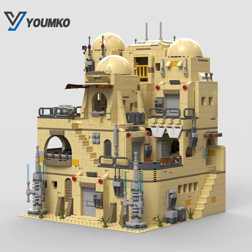 2731PCS 우주 전쟁 MOC 아이슬리스 칸티나 선술집 블록 영화 사막 선술집 건축 모델 퍼즐 장난감 어린이 성인 선물