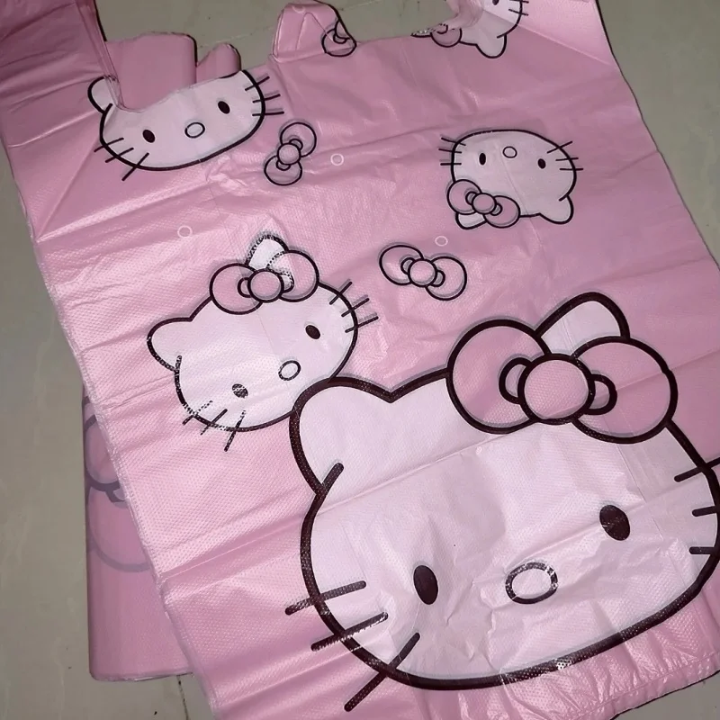 Large Capacity Hellokittys Girl Heart KT Cartoon Pattern Sanrios Anime Kawaii Tank Top Plastic Bag Kitchen Home Garbage Bag Gift