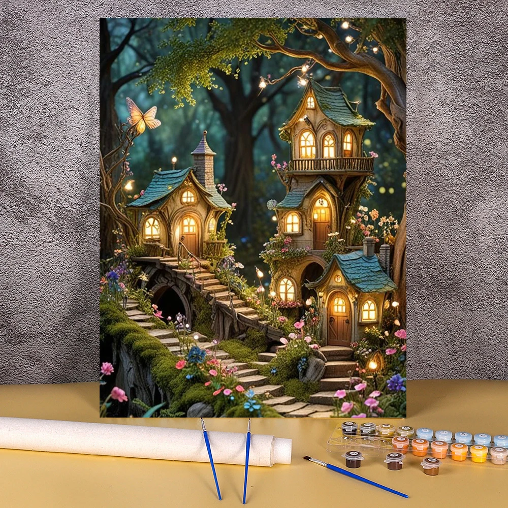 Painting By Number Fairy Tale Cartoon Landscape Digital Paint Handmade Adult Children Gift Bedroom Wall Decoration By Art