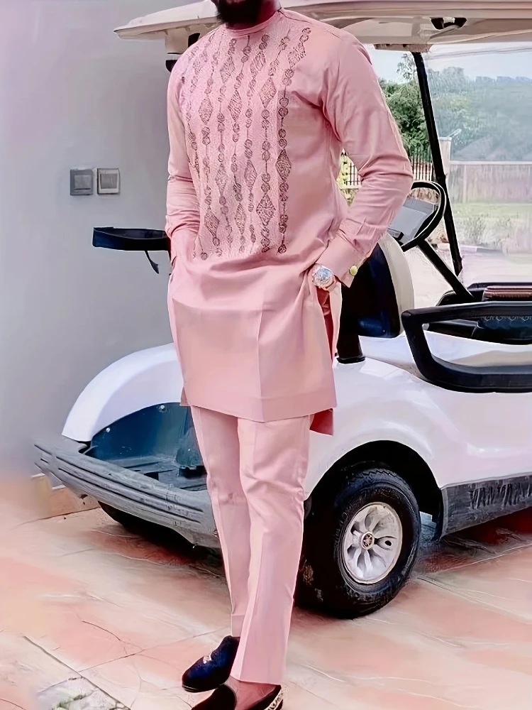 

Мужской повседневный комплект из двух предметов с длинными рукавами: топ средней длины и брюки