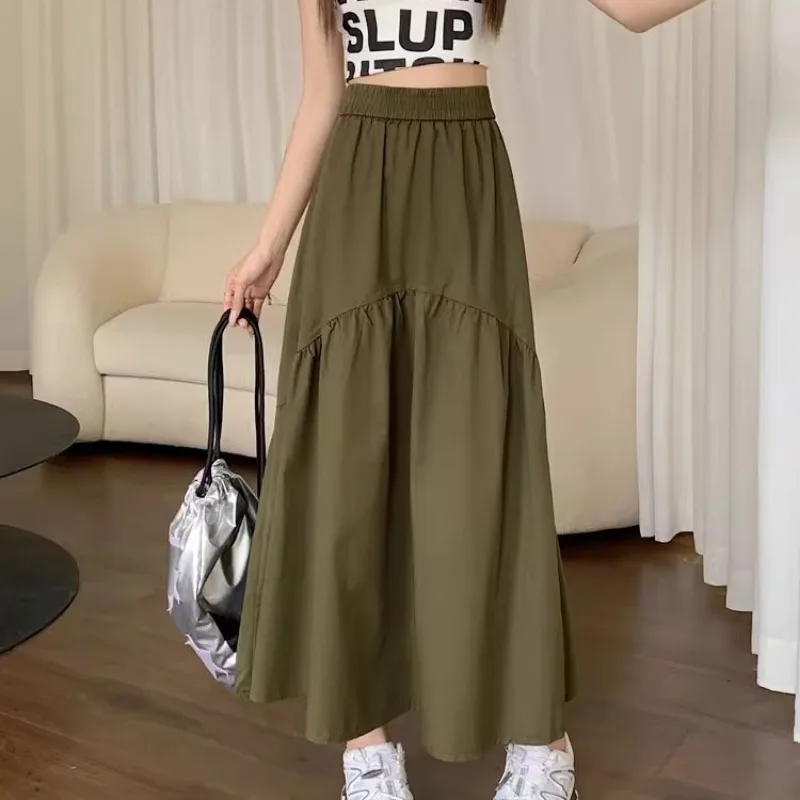 Falda Maxi Mujer Volantes Parches Cintura Alta - close-up view