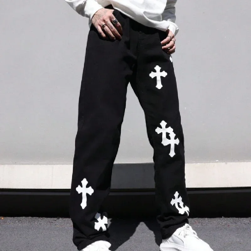 Cross Border New 2026 American Retro Cross Jeans Ins China-Chic Loose Straight Trousers