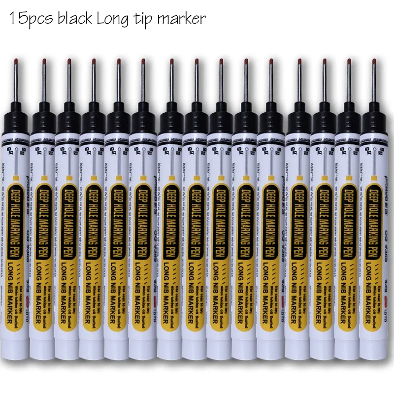 15Pcs 20mm Deep Hole Long Nib Head Markers For Metal Perforating Pen Waterproof Bathroom Woodworking Decoration Multi-Purpose
