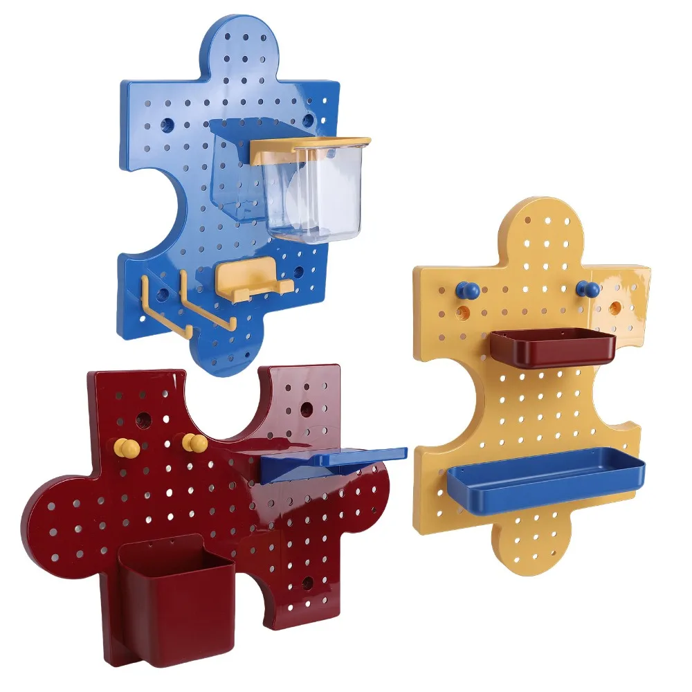 Plastic Pegboard Wall Organizer Colorful Interlocking Splicing Modular Wall Storage System With Accessories