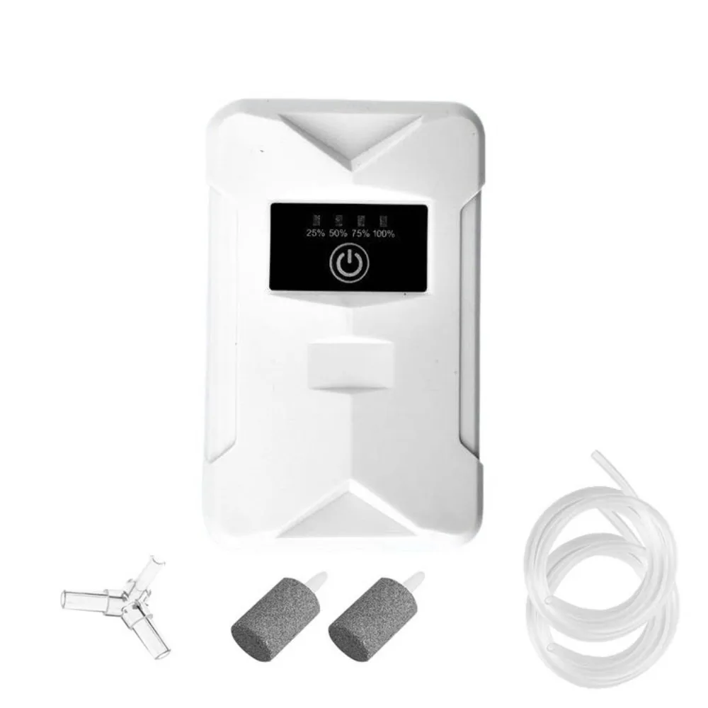 

Rechargeable Aquarium Air Pump Quiet Adjustable Airflow Portable Oxygen Pump Water Circulation Rich and Fine Air Bubble