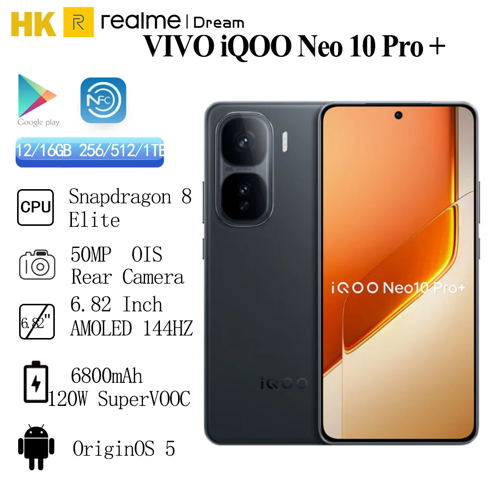 بطارية VIVO iQOO Neo 10 Pro Plus 50MP OIS Snapdragon 8 Elite 6.82 بوصة 144 هرتز AMOLED بطارية 6800 مللي أمبير في الساعة 120 وات SuperVOOC #1