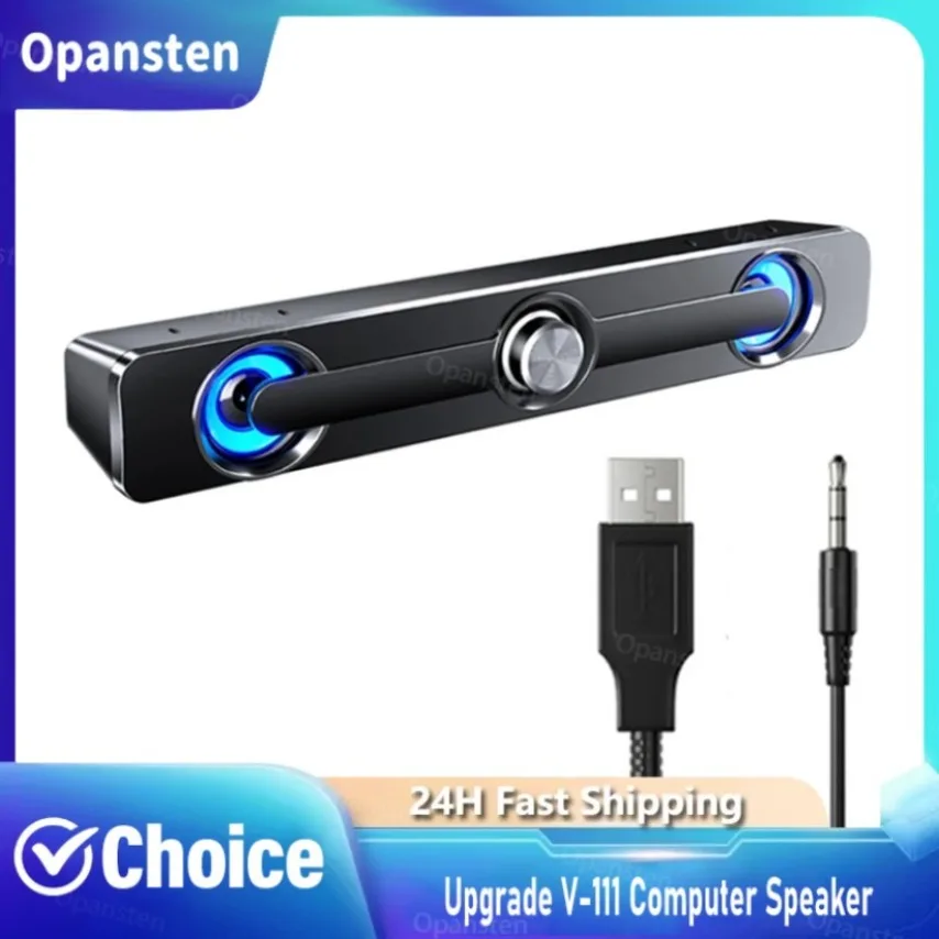 

V-111 Компьютерный динамик USB Проводной мощный стерео сабвуфер Басовый динамик Объемная коробка для ПК Ноутбук Телефон Планшет MP3 MP4