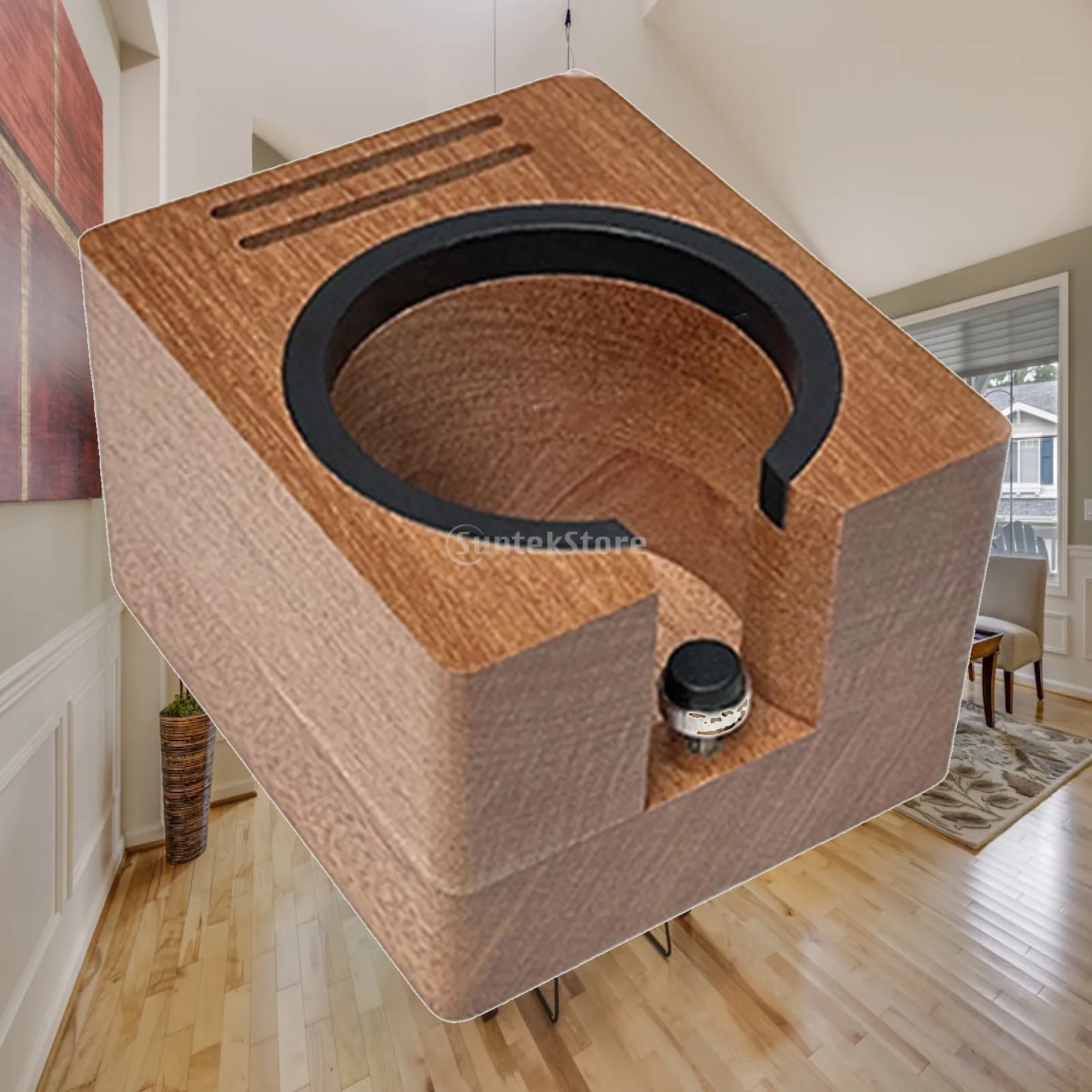 Espresso Tamping Station Espresso Knock Box Anti Slip Espresso Machine Accessories Wood Tamper for Home Shop Kitchen