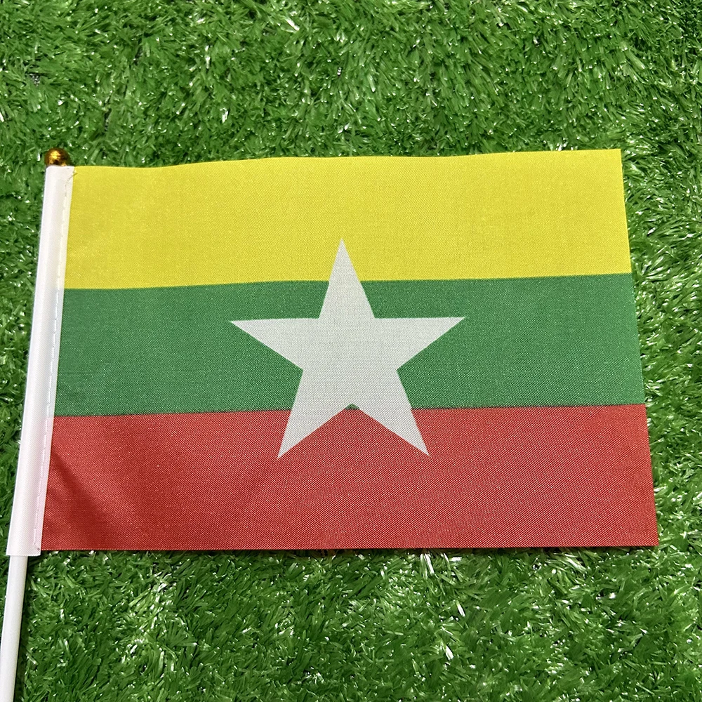 Bandera Sky Myanmar de mano con mástil plástico - imagen 4