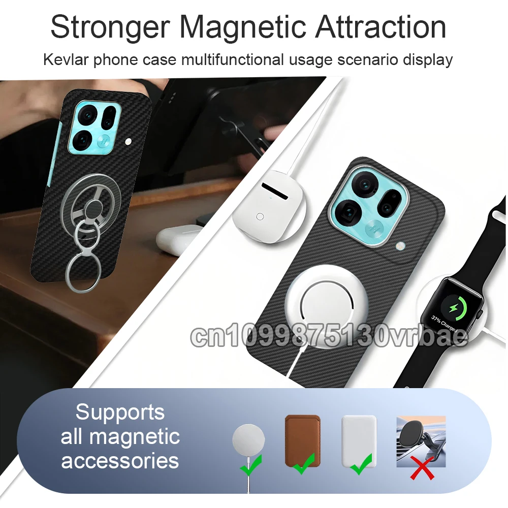Mocne magnetyczne etui do Oppo Find X9S Pro, cienkie magnetyczne etui z włókna aramidowego i karbonu, etui Kevlar, odporne na wstrząsy etui ochronne. — zdjęcie produktu 5