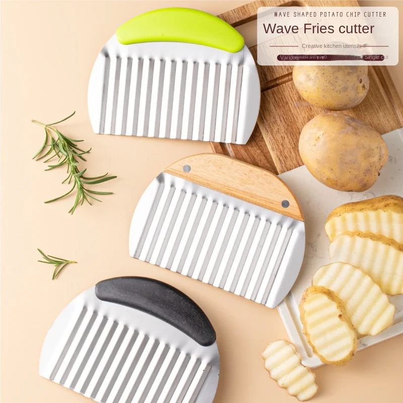 Stainless steel potato cutting household knife multi-functional kitchen potato wave knife vegetable cutter French fries fancy kn