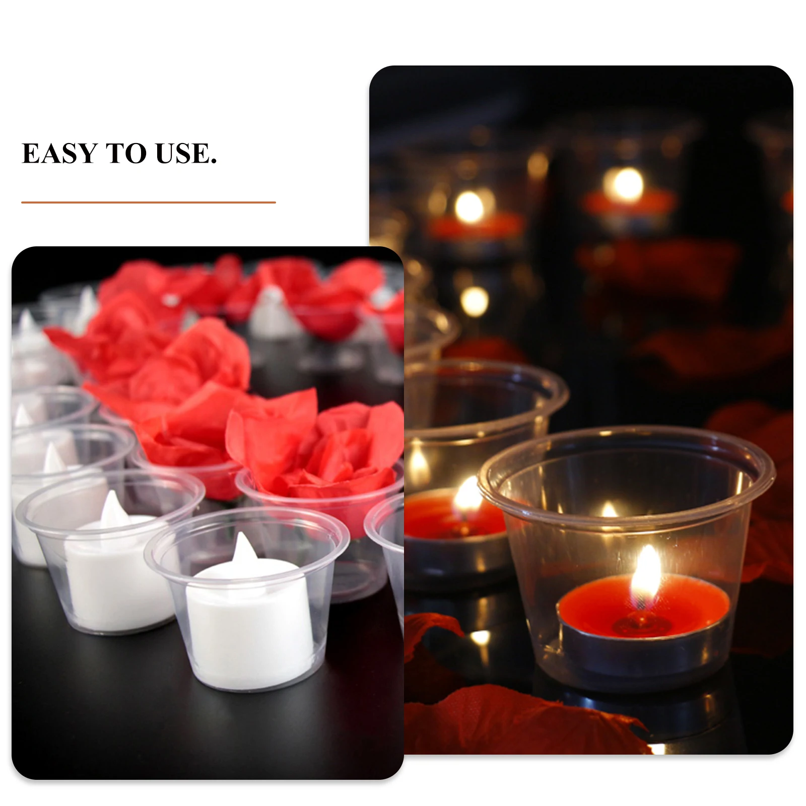 

120pcs Windproof Cups Holders Non-Toxic Stable Base Plastic Clear Disposable Wax Cup Romantic Atmosphere