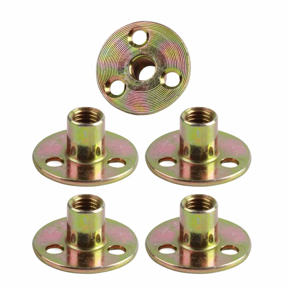 

10pcs M6 / M8 / M10 Thread T-Nut / Tee Nut Carbon Steel Screw-in Type Brad Hole T Nut Female Thread Flange Insert Nut