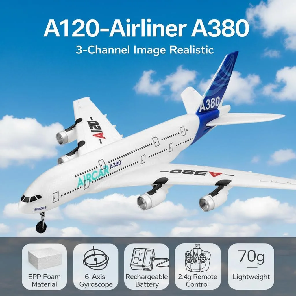 

Радиоуправляемый планер WLtoys XK A120 Airbus A380, 3-канальный, реалистичная модель с двойным приводом и задним толкателем | Рождественский подарок