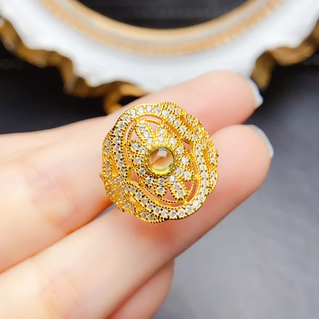 

FS 4mm Natural Olivine S925 Sterling Silver Luxury Ring for Women Fine Fashion Charm Weddings Jewelry Certificate MeiBaPJ New