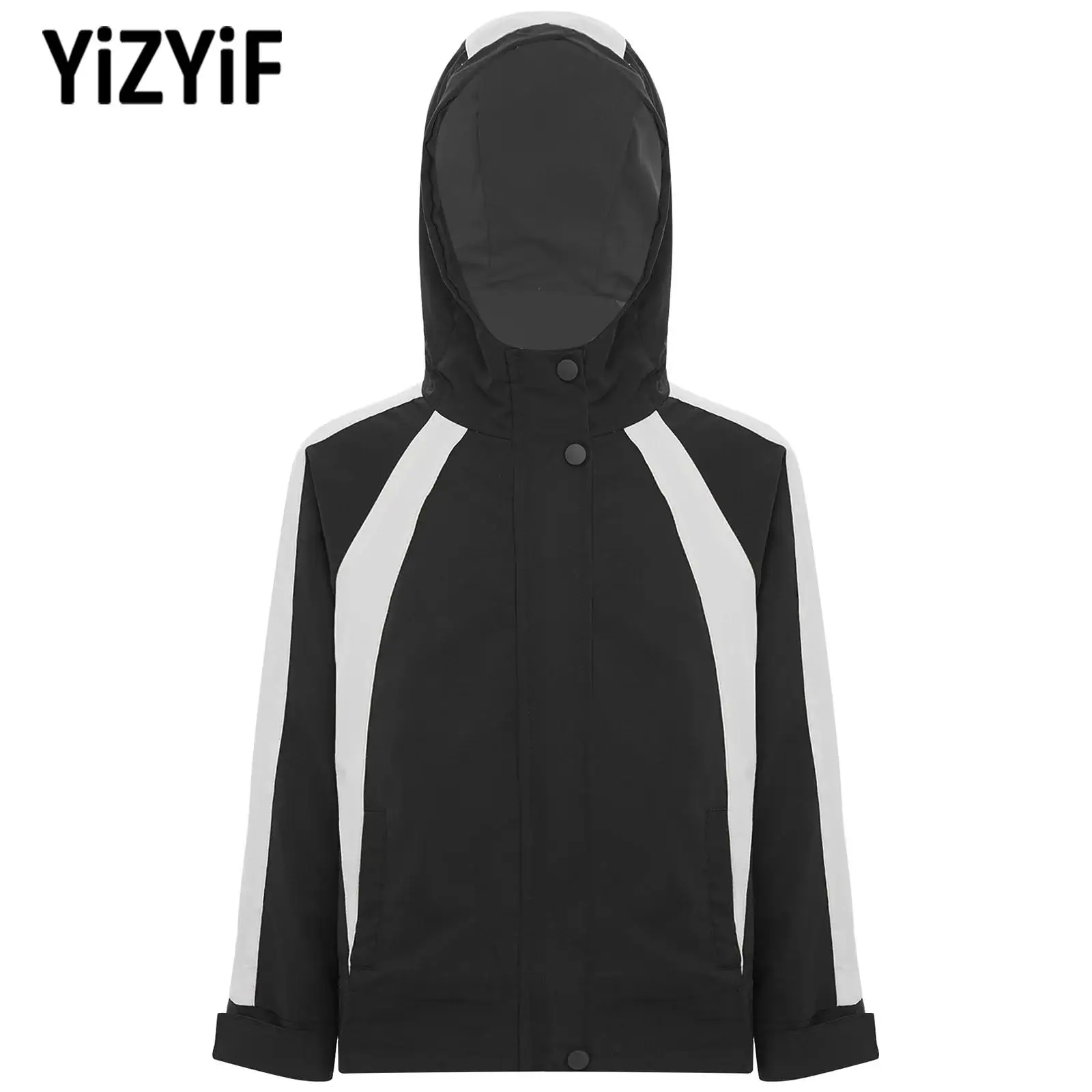 

Детская быстросохнущая уличная куртка с капюшоном для девочек-подростков, пальто на молнии с длинными рукавами, верхняя одежда с карманами для школы, повседневного туризма, кемпинга