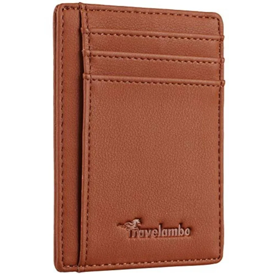 

Travelambo Front Pocket Minimalist Leather Slim Wallet RFID Blocking Medium Size
