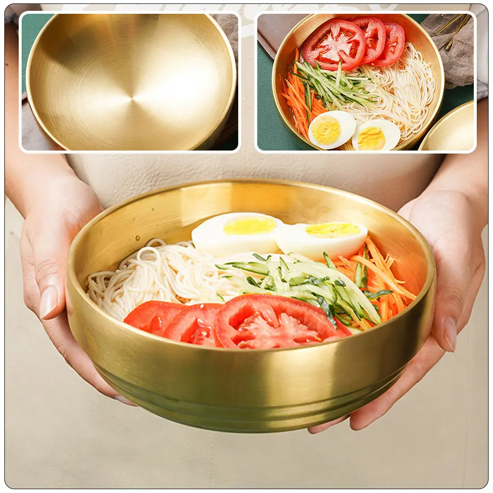 Elegante Tazón para Ensalada de Acero Inoxidable, Diseño Chic, Superficie Lisa, Resistente, para Uso Diario, Fiestas, Regalo de Inauguración, Fideos Fríos