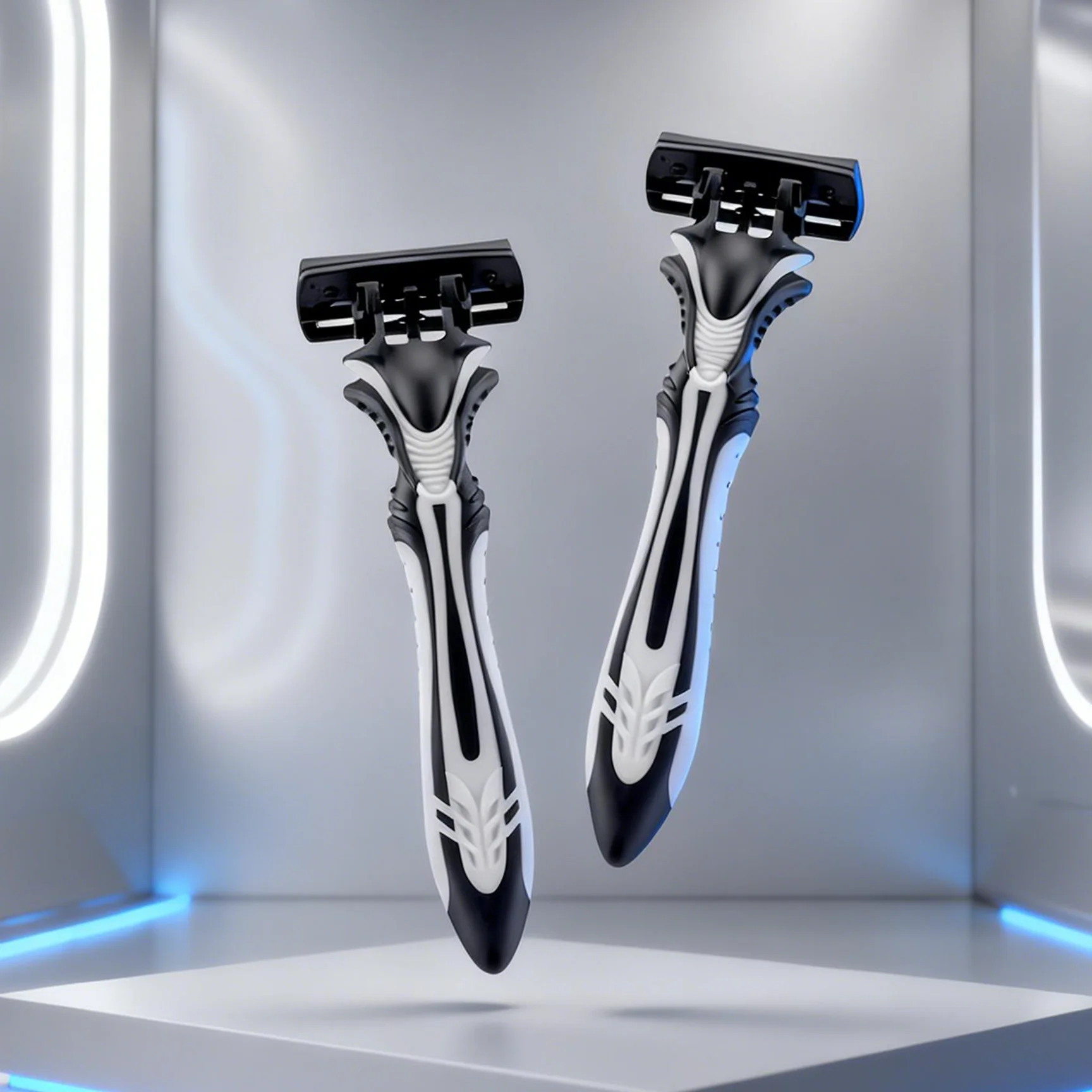 

Men's 6-Blade Manual Razor with Replaceable Blades Features a non-slip handle design crafted from durable stainless steel.