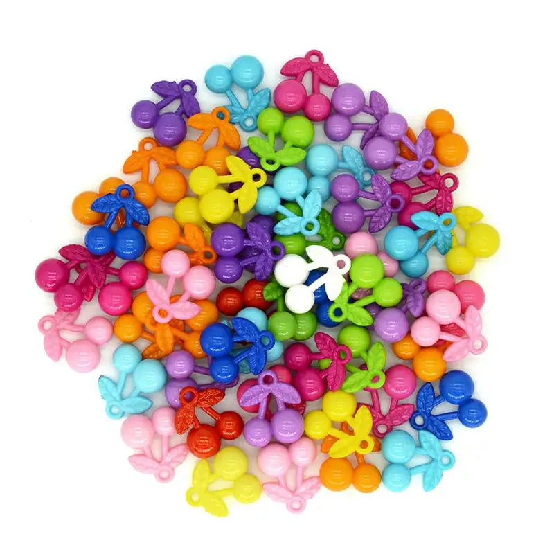 20pcs Cherry Hanging Hole Acrylic Beads 20MM Colorful Cute Pendant For Jewelry Making DIY Bracelet Spacer