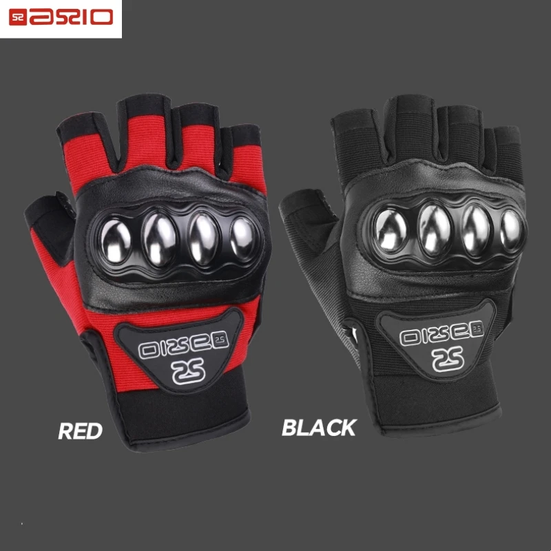 New Half Finger Gloves for Motorcycle Summer Breathable Cycling Gloves Bicycle Fingerless Gloves Motorcyclists Gloves Black Red