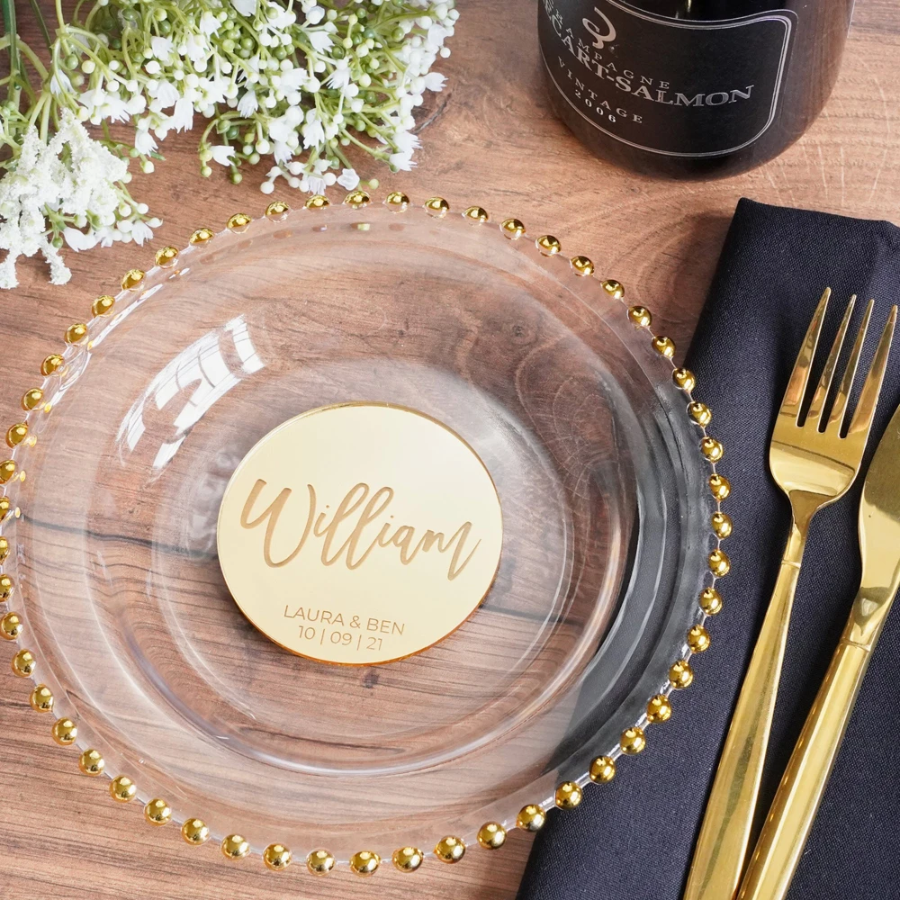 10/30/50pcs Personalized Wedding Place Cards Custom Wood Acrylic Name Tags Coaster for Guest Seating Table Decor & Party Favours