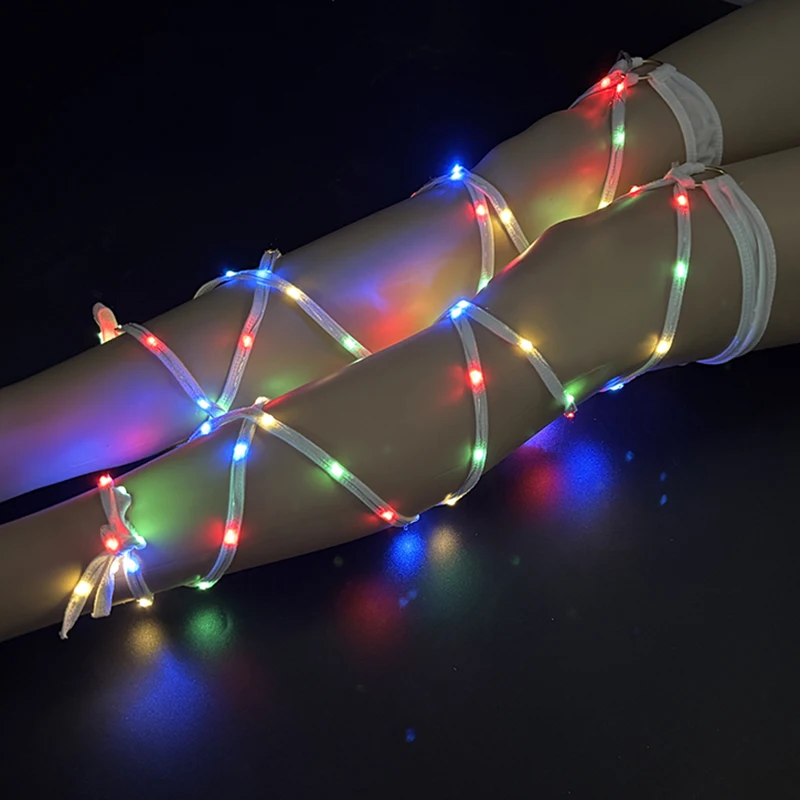 

1 пара женских светодиодных накидок на бедро, высокие перекрестные ремни, чехлы для ботинок, манжеты, гетры, балерина, бар, костюм для диджея, реквизит