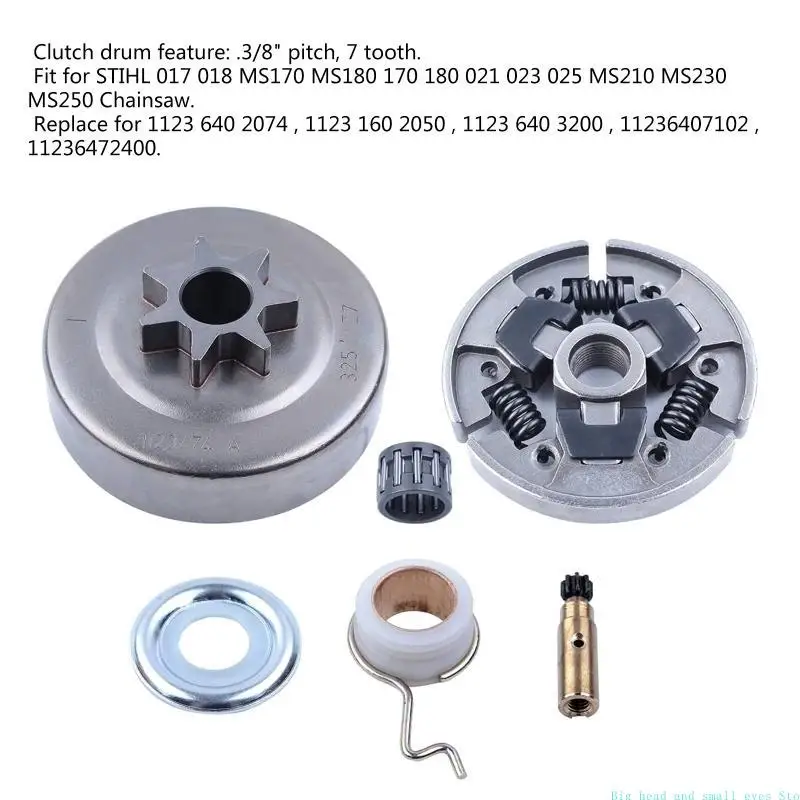 

581C Upgraded Sprocket Clutch Drum Chainsaw Parts with E-Clip Worm Gear Oil Suitable for 017 018 021 023 025 MS170 MS180