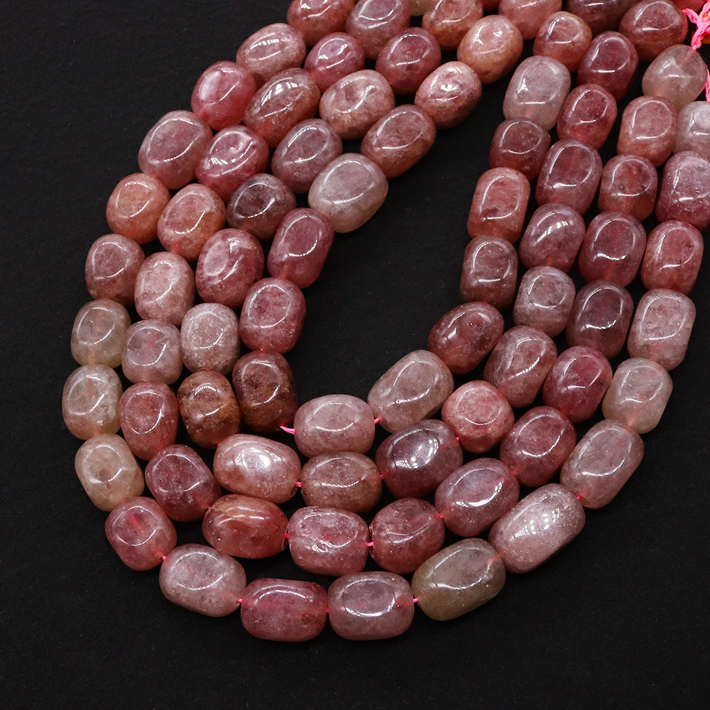 

12x17mm Polished Natural Strawberry Quartz Straight Hole Loose Bead Handmade Fashion Necklace Bracelet Jewelry Accessory 1Strand