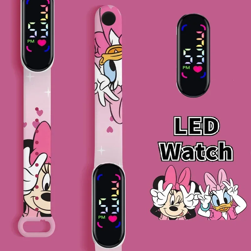 Disney Mickey Minnie children\'s Cartoon Anime Character Luminous Bracelet Watch LED Touch Waterproof Sports kids gifts watch