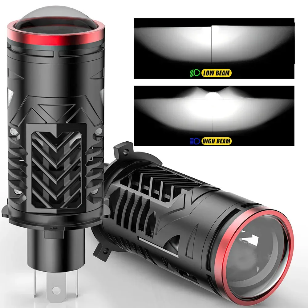 

2 шт. H4 LED линзы Mini Bi-LED проекторы 6000K, лампы для фар Canbus 9003 HB2, дальний и ближний свет, турбо-лампы для мотоциклов, LHD RHD