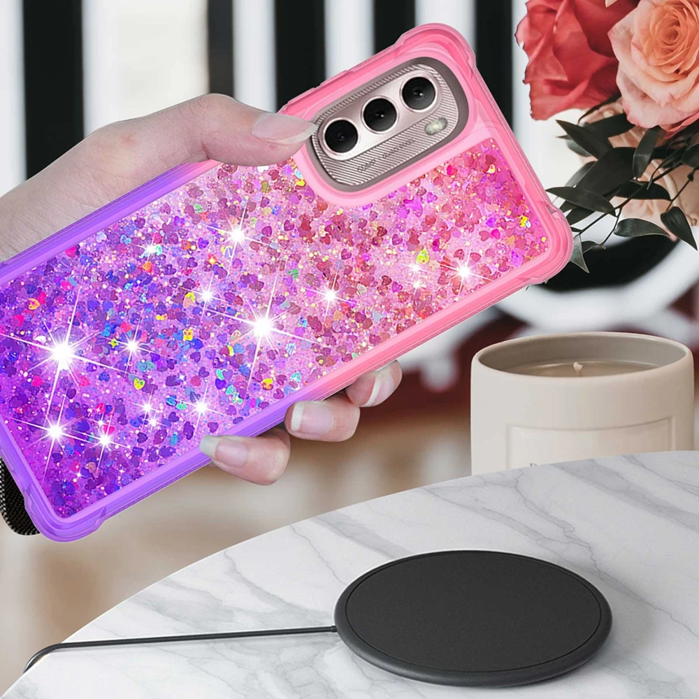 Custodia per telefono 3D Glitter per Motorola MOTO G30 G20 G10 G Stylus Play Power custodie per Cover Pure 5G Bling Dynamic Liquid Quicksand Women