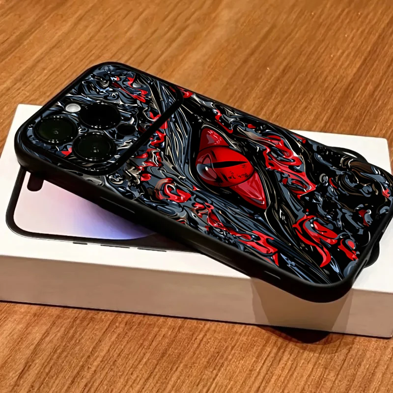 Red Devil Eyes Black Handy Window Phone Case For IPhone 17 Pro Max 16 Plus 15 14 13 12 11 XS X XR Shockproof Bumper Cases Cover