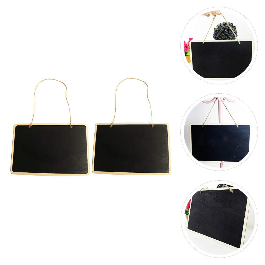 2Pcs Rustic Wooden Blackboard Hanging Chalkboard Notice Board for Wedding Kitchen Decor Black Chalkboard Message Blackboard