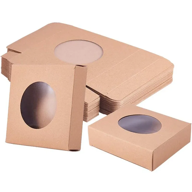 

Kraft Paper Box with Round Window Handmade Soap Packaging Boxes Cosmetics Packing Boxes Candy Cookie Box Customized Logo