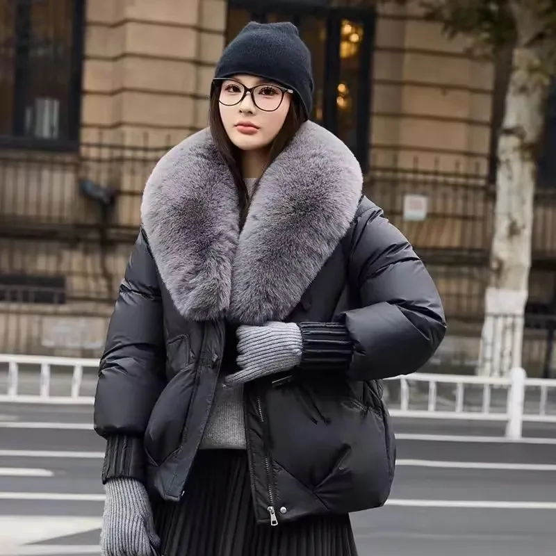 2025 New Winter Thicken Down Cotton  Jacket Women Parkas Fur Collar Thick Cotton Padded Coat Casual Warm Parkas Outerwear Female