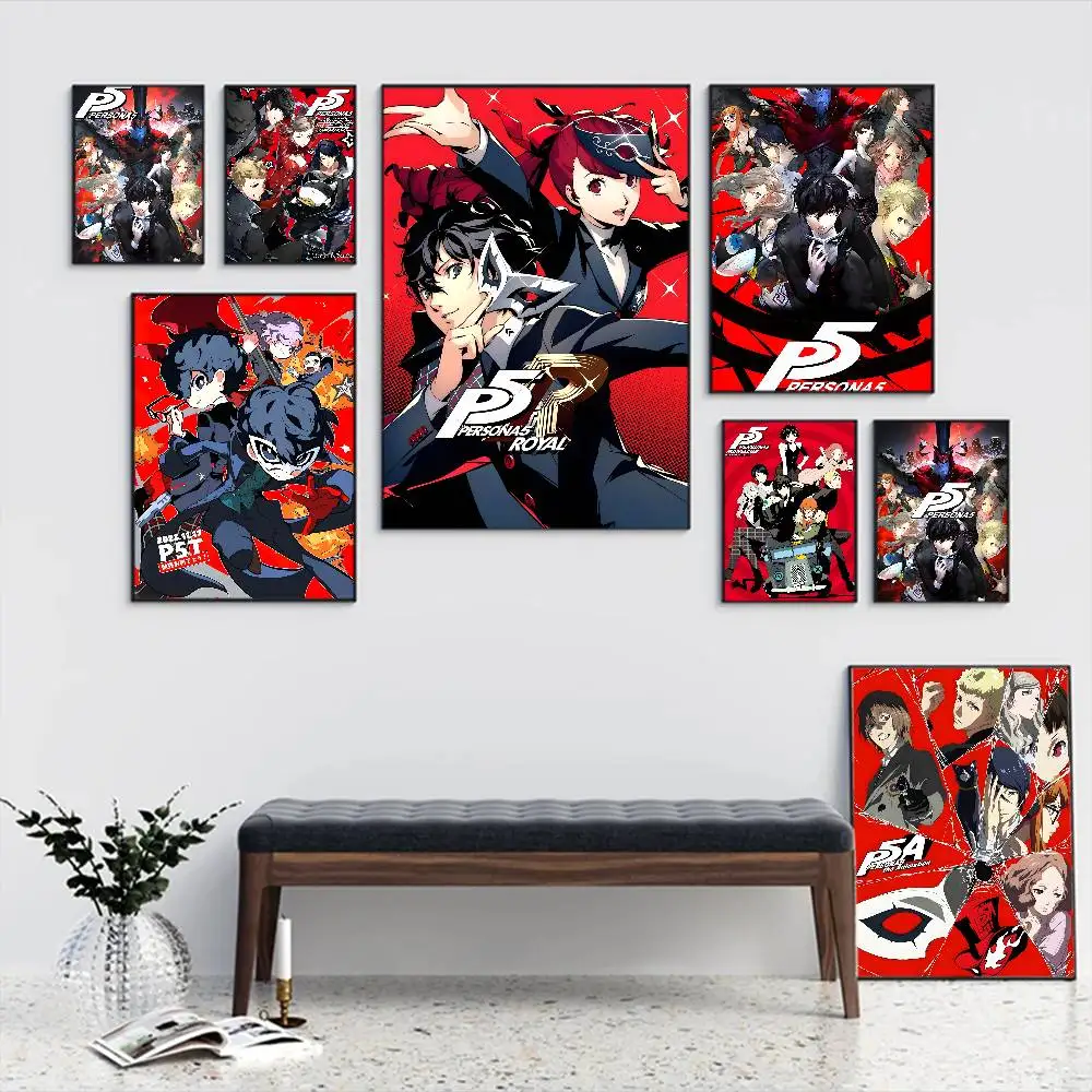 

Classic Anime P-Persona 5 Classic Vintage Posters Decoracion Painting Wall Art White Kraft Paper Kawaii Room Decor