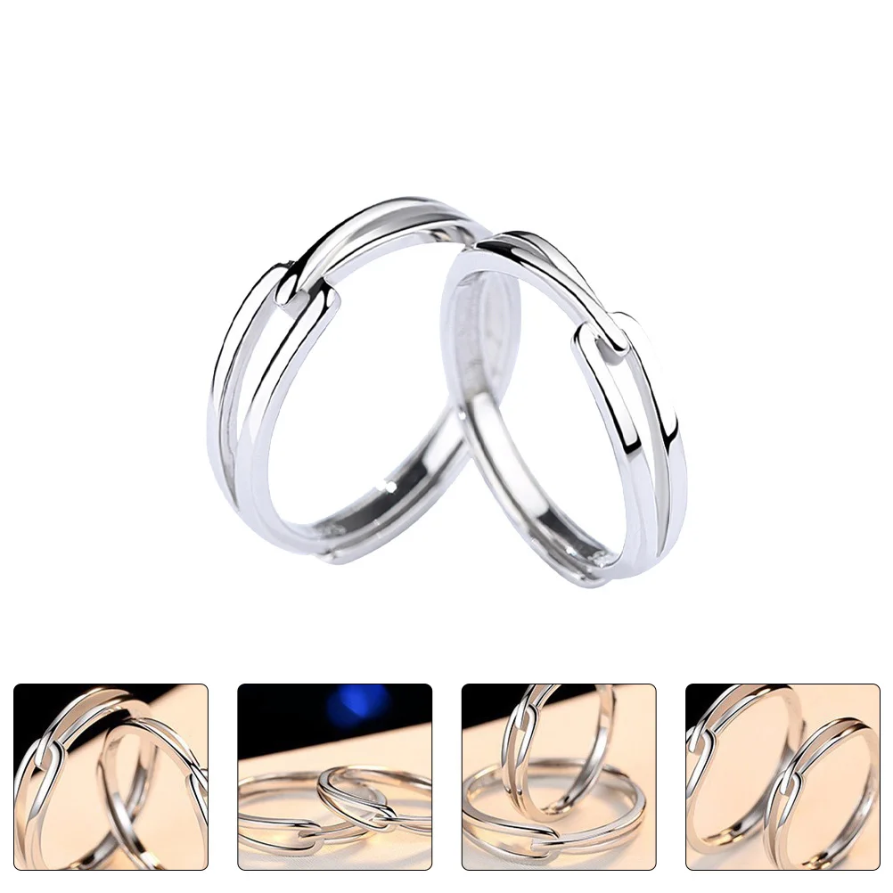 مجموعة خواتم للأزواج مكونة من زوج واحد من خواتم الأصابع الرقيقة العصرية للجنسين، ملابس مريحة، لمسة نهائية من النحاس الفاخر المصقول، إكسسوار يومي