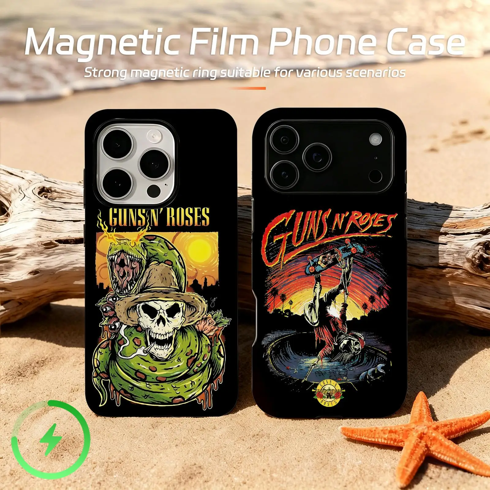 fashion G-Guns N' R-Roses Phone Case For iPhone17 16 16e 15 14 13 12Plus Pro Max Glossy Magnetic Film Case