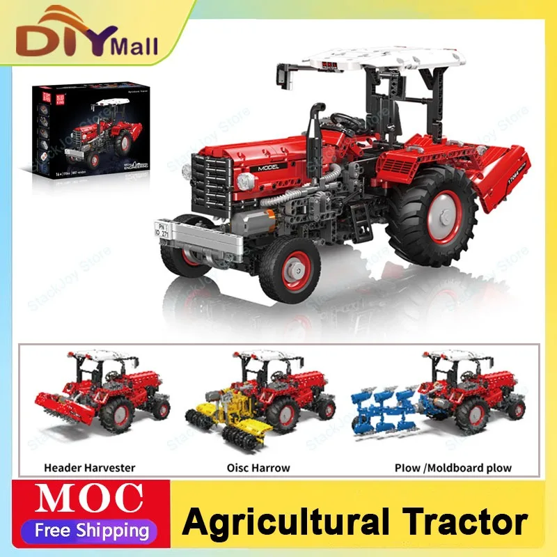 

MOLD KING 17064, инженерная серия, сельскохозяйственный трактор, технические строительные блоки, дистанционное управление, сборные кирпичи для детей и взрослых