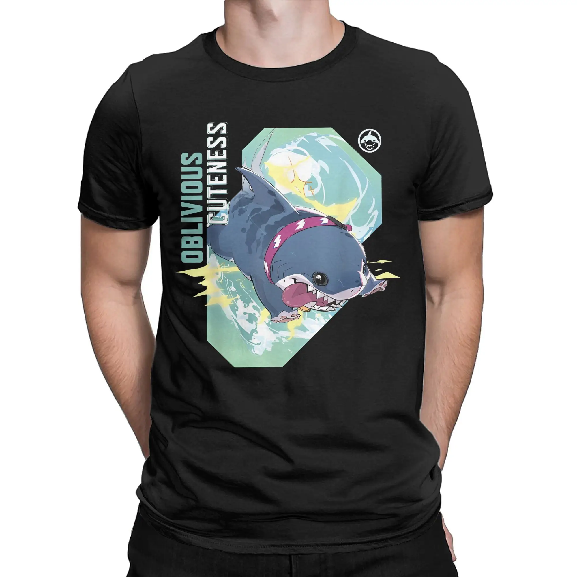 Men's T-Shirt Marvel-Rivals PVP Jeff the Land Shark Unique Cotton Tees Short Sleeve Oblivious Cuteness T Shirts Crew Neck Tops